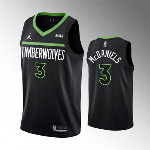 Men%27s Minnesota Timberwolves #3 Jaden McDaniels Black Statement Edition Stitched Jersey Dzhi
